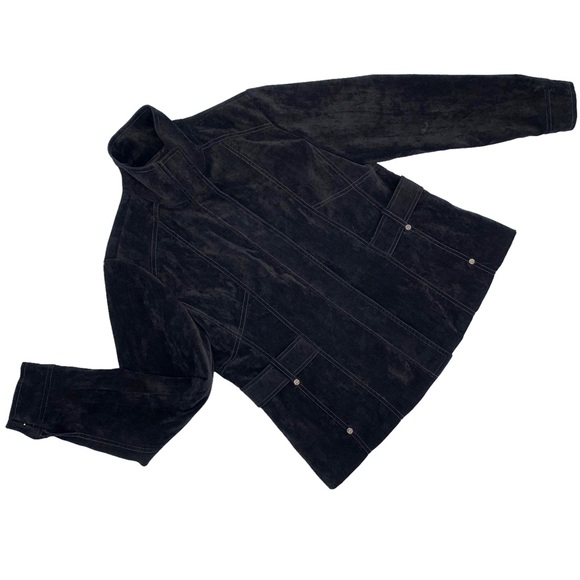 Click Collection Black Microsuede Zipper Closure Jacket, 12 - Picture 3 of 16